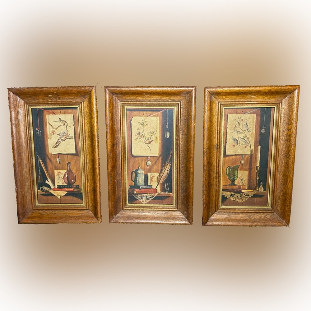 Vintage Dimension 3 Early American Still Life 7055 Framed Wall Art - Set Of 3